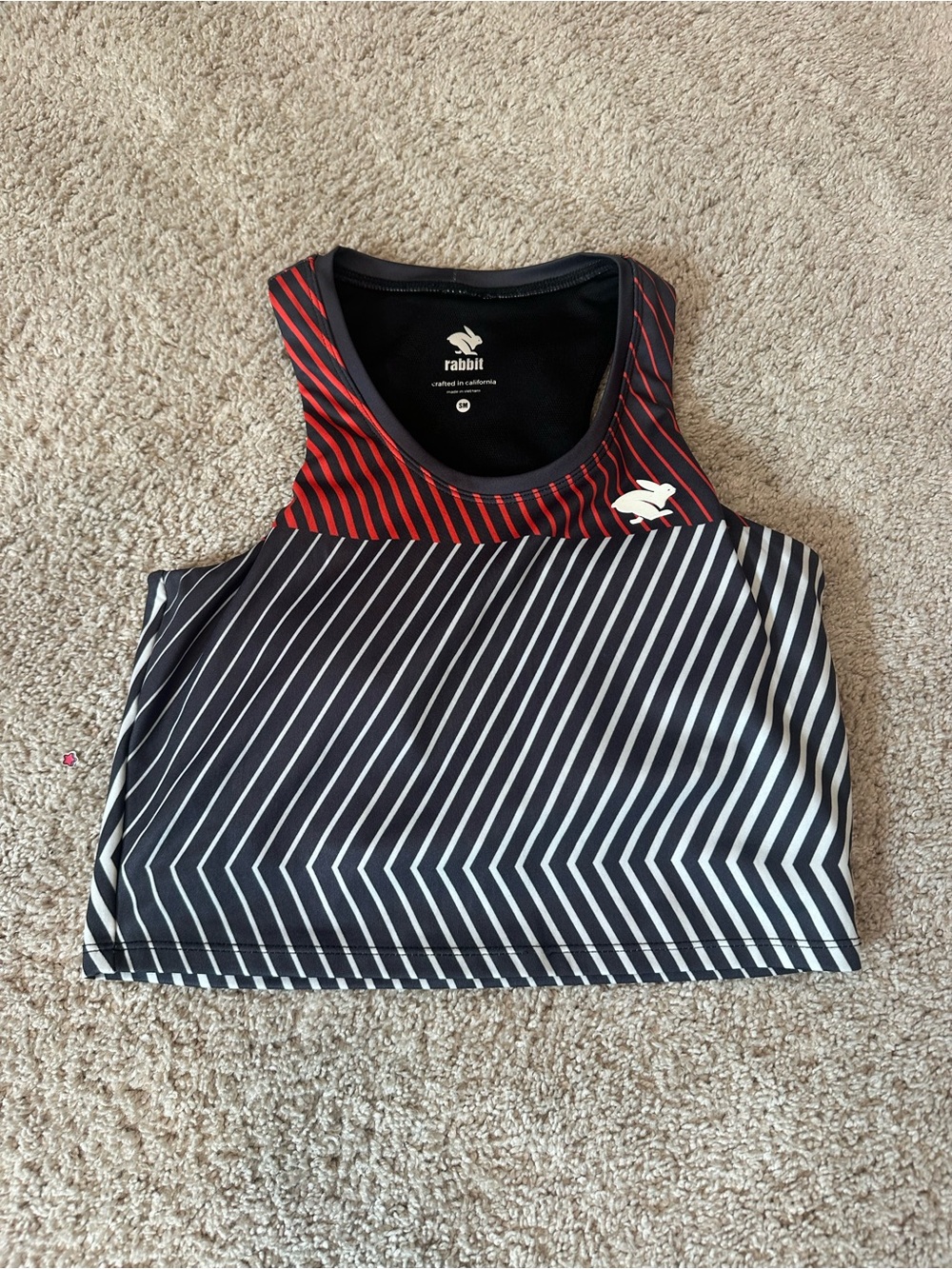 Rabbit Women’s Black & Red Striped Active Crop Top